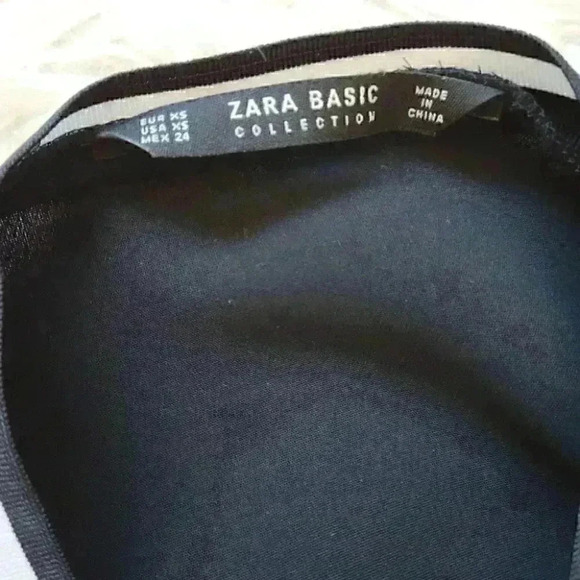 Zara Varsity Patch Black v-neck long sleeve shirt Dress size xs - Picture 11 of 12